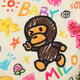 Baby Milo Store Frauen Herbst und Winter Cartoon Monkey Muster Rucksack 4274xxp Blue Bla