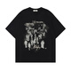 7 hochwertige Brief bedruckte kurzärmelige T-Shirts für Männer und Frauen für den Sommer New American Retro Casual Sport Trend Lose Paar Top xxjr-t1504 Black XL