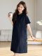 TJQ ​​Luxury High-End-Markenkleid für Frauen 2025 Sommer neuer loser Bauchabdeckung und Abschleife und altersreduzierende modische Rock Marine Blue M Empfohlen 115jin [Jin ist 0,5 kg]