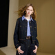 
Three Color 2025 Autumn New Imitation Denim Jacket Round Neck Loose Cardigan Retro Simple Short M Deep Sea Blue M 160/84A