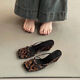 Zhenxi French leopard print heel sandals wear new summer thin-band shoes clip-on French heeled slippers sandals Leopard print 6cm 38