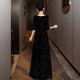 Chuangjingyi Selects Evening Dress Feminine Banquet High-End Luxury Black Art Exam Host Piano Conductor Sequined Party Dress Black S