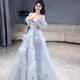Rich collar dress performance clothing music student girl blue evening student art exam performance clothing tutu skirt banquet temperament host feeling blue XS