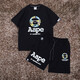 Camiseta de cuello redondo de algodón de algodón puro de AAPE Camuflage Ape Man Pure Algodón para hombres y mujeres Summer Summer Shorts Funds Funds Set de dos piezas Traje negro 21 (535 mangas cortas + 829 pantalones cortos) M 80Jin [Jin iguala 0.5 kg] ~ 120Jin [Jin equivale a 0.5 kg]