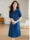 
TJQ ​​luxury high-end brand denim dress for women 2025 summer new style loose casual single-breasted shirt skirt blue M suggested 115Jin [Jin equals 0.5 kg]