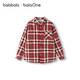 Bala BalaOne Boys' Shirt Children's Big Children's New Children's Clothes Autumn and Winter Plus Velvet Warm Plaid Red Tone 00366 140