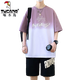 啄木鸟（TUCANO）青少年夏季短袖t恤12-15岁男孩衣服13初高中学生帅气大童夏装套装 6169-5紫色套装【短袖+黑短裤】 M (约75-100斤)