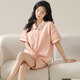 Couple pajamas summer short-sleeved cotton shorts cardigan lapel men and women Korean version simple casual suits for outside wear SN12701 women 12801 men XL men