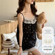 2025 Summer pijama nuevo para mujeres nube de algodón lado con almohadilla de cofre dulce sexy suspender pantalones cortos de dos piezas 834# pequeña flor xl