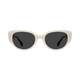 Menmuji cat-eye sunglasses for women with high-end look, small retro European and American style sunglasses, white frame, black and gray film