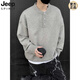 JEEP SPIRIT Gray American Henley Neck Sweater Men's Early Autumn Feeling Lazy Style Bottoming Sweater Cleanfit Inside Light Gray Henley Neck M (95-115Jin Jin is equal to 0.5kg)