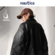 Nautica white sail star same style white sail CityBoy unisex Japanese loose O-type retro imitation leather jacket JW5402 black 0TB S