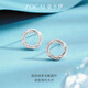 Zokai platinum earrings PT950 geometric earrings simple and versatile birthday gift E03627