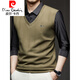 Pierre Cardin gefälschte zweiteilige langärmelige T-Shirt für Männer 2025 Herbst Neuer Trend Top Business Casual Base Shirt Z9758 Grau One Size 120 [141-160]