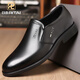 
2025 new genuine leather men's leather shoes for summer cowhide and breathable business casual shoes soft sole height-enhancing groom shoes JS12118-1 black [flat heel] 42 (260mm) standard code