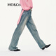 Mo/co. Jeans 2025 Autumn Nuevo producto Hot Diamond Diamond Rivets Nostalgic Greyscale Blue algodón ALIGO DE ALGOTA ANTEA MBE3JEN012 Denim azul S 26
