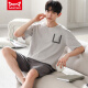 Catman Miiow New Herren Pyjamas Sommer kurzärmelige Shorts Modal Cool Thin Style Plus Size Rund 9712 L [Gewicht 120jin [Jin entspricht 0,5 kg]]]
