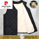 皮尔卡丹高档品牌男装秋冬季皮毛一体羊毛马甲男爸爸加厚真皮保暖棉背心 卡其色 XL