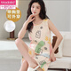 莫代尔带胸垫一体背心睡衣女夏薄款棉夏天薄款无袖大码家居服可外穿套装 背心套装【带胸垫】F9856 L 女 建议100-120斤