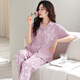 Yalu pure cotton pajamas women's summer short-sleeved trousers cardigan large size middle-aged and young suit mother home clothes y9922 short-sleeved trousers pure cotton M (80-100Jin [Jin equals 0.5 kg])
