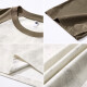 Dancing with the wolf 2025 new round neck contrasting color loose short-sleeved T-shirt summer cotton sports top men's trendy versatile half-sleeved klb691 green M 90--115Jin [Jin equals 0.5 kg]
