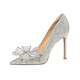 
Lily Wei [Heart Finger] French High Heels Fairy Crystal Wedding Shoes Thin Heels Pointed Toe Bow Bridal Single Shoes