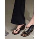 Zhenxi French leopard print heel sandals wear new summer thin-band shoes clip-on French heeled slippers sandals Leopard print 6cm 38