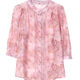 
New summer loose belly-covering temperament chiffon shirt for women with three-quarter sleeves shirt floral stand-up collar top for women Pink XL [Suggested 110-120Jin [Jin equals 0.5 kg]]