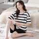Urban Beauty 2025 new pajamas for women for summer pure cotton short-sleeved two-piece summer striped home clothing yzt9854 M women's style recommended 80100Jin [Jin equals 0.5 kg]