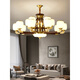 Weniger (NVC) Neue chinesische Kronleuchter Wohnzimmer Leuchten Walnussfarbe Chinesische Schlafzimmer-Esszimmerleuchten moderne und atmosphärische chinesische klassische Lampen HX9928 Kopf Drei-Farbton Licht
