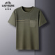 Camiseta de manga corta de cuello redondo de seda de hielo de auto clásico en verano de mediana edad y ancianos visten bolsillos reales sueltos sueltos en transpirable secado a media manga Hulan 691 m 165 recomendado 90-118Jin [Jin equivale a 0.5 kg]