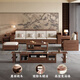 Small wood sofa, solid wood sofa, black walnut new Chinese sofa living room 2025 new high box storage for winter and summer four-person combination
