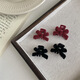 Ze Yuhan retro flocking mini bow small clip women's winter side bangs clip princess hair shark clip hairpin four-piece set burgundy + black