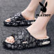 Playboy Pantoffeln Männer tragen Sommer draußen für Teenager mit dick solchen Flip-Flops mit Scheiße Feel Anti Slip Wear-Resistant Strand Sandalen Weiß 41