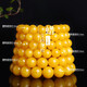 DL 1998 Fat Donglai same style natural beeswax round beads single bead natural chicken oil yellow old beeswax single bead raw stone Buddha beads with 12mm blood amber round beads (1 through hole)