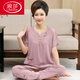 Pajamas de Langsha para mujeres en verano Pantalones de algodón puro Pantalones de manga corta Traje de dos piezas para ropa para el hogar de madres de mediana edad LS-MT-9202 M [recomendado 80-100Jin [Jin iguala 0.5 kg]]]