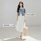 
Xiangying denim short jacket for women 2025 summer new retro washing denim style blue small short-sleeved top denim blue M 160/84A/95-110Jin[Jin equals 0.5 kg]