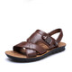 DADONG (DOPDO) 2025 SUMMERO Sandalias para hombres New Men's Tendy Leather Beach Beach Blay Capa de paletas de vaca Sandalias de hombres casuales 12129 Amarillo-marrón 38