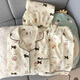 Ji Yafu Crayon Xiaoxin Summer Three-Piece Set Pajamas Women's Short Sleeve Long Trousers Thin Ins Style Summer Cotton Yarn Home Clothing Yunduo Cotton-J9901# Paradise Puppy Three-Piece Set L [Suggested 100-120Jin [Jin equals 0.5 kg]]