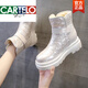 卡帝乐鳄鱼（CARTELO）高档雪地靴女2025秋冬季新款加绒加厚棉鞋百搭厚底内增高休闲防滑 黑色 36