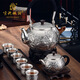 999 sterling silver tea set high-end high-end kung fu silver tea cup silver pot business gift silver jewelry gift set Baifufu Zhen nine-piece set about 1048 grams