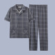 
TTPMER pajamas men's summer cotton short-sleeved trousers summer cardigan thin large-size student youth home clothing set G3884 blue (short-sleeved) 175 L [recommended 100-120 Jin [Jin equals 0.5 kg]]