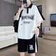 Gegusen summer thin short-sleeved T-shirt boy 12-16-year-old teenagers handsome big children trendy casual suit trend 6629 black (short-sleeved + shorts) 2XL 145-160Jin [Jin equals 0.5 kg]