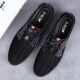 Old man's summer new style 2025 low-top non-slip breathable hollow casual shoes fashionable men's soft sole mesh shoes black 6223 45 (275mm) [Standard leather shoe size]