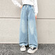
Wooden wooden house girls jeans spring and autumn children's loose wide-leg pants medium-sized children's casual trousers spring fashionable and fashionable children's clothing
