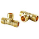 Masifo copper external wire tee joint external tooth tee pipe copper joint 4 points external wire tee (2 pieces)