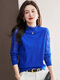 QIAFAN half turtleneck lace sweater for women Autumn and Winter 2025 new thin black top underwear middle collar base shirt Spring and Autumn Black M 95-110Jin [Jin equals 0.5 kg]