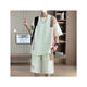 
TAFN teenager short-sleeved shorts suit boys high school junior high school ice silk shirt big children's clothing casual sportswear 6198 meters white (short-sleeved + shorts)_Quality guarantee M _70-90Jin [Jin equals 0.5 kg]