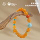 Potala Palace Beeswax Sea Pattern Heather Red Bracelet for Men and Women 925 Silver Inlaid with Hetian Jade Aquamarine Bracelet as a Gift for Your Girlfriend