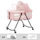 Berceau pliable mobile portable nouveau-né petit lit berceau lit baby shaker multifonction épissage grand lit baby shaker rose [mobile et pliable]